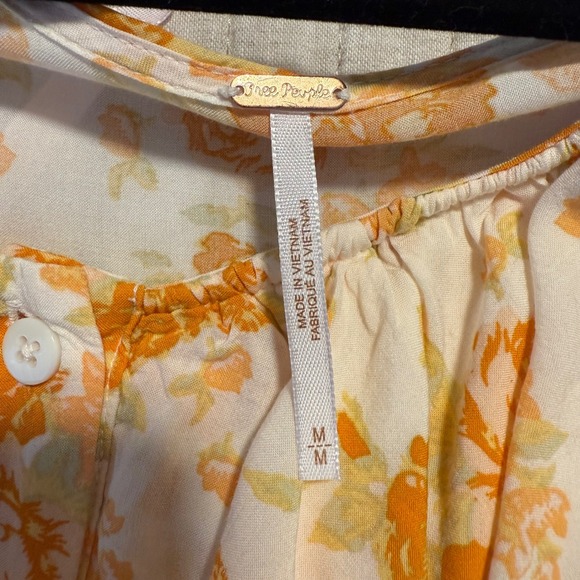 Free People Loretta Tunic Top Oversized Ruffle Tea Combo Floral Boho Chic Medium - Picture 6 of 14